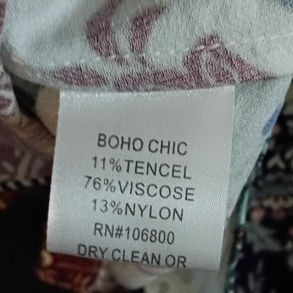 Boho Chic NWT Sz. M Multi Color Patchwork 3/4 Sleeve Button Up Blouse - Picture 15 of 16